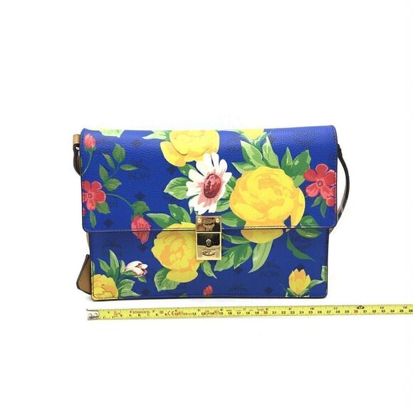 RARE NWOT MCM Blue Visetos Paradiso Floral Crossbody Bag - Picture 2 of 12